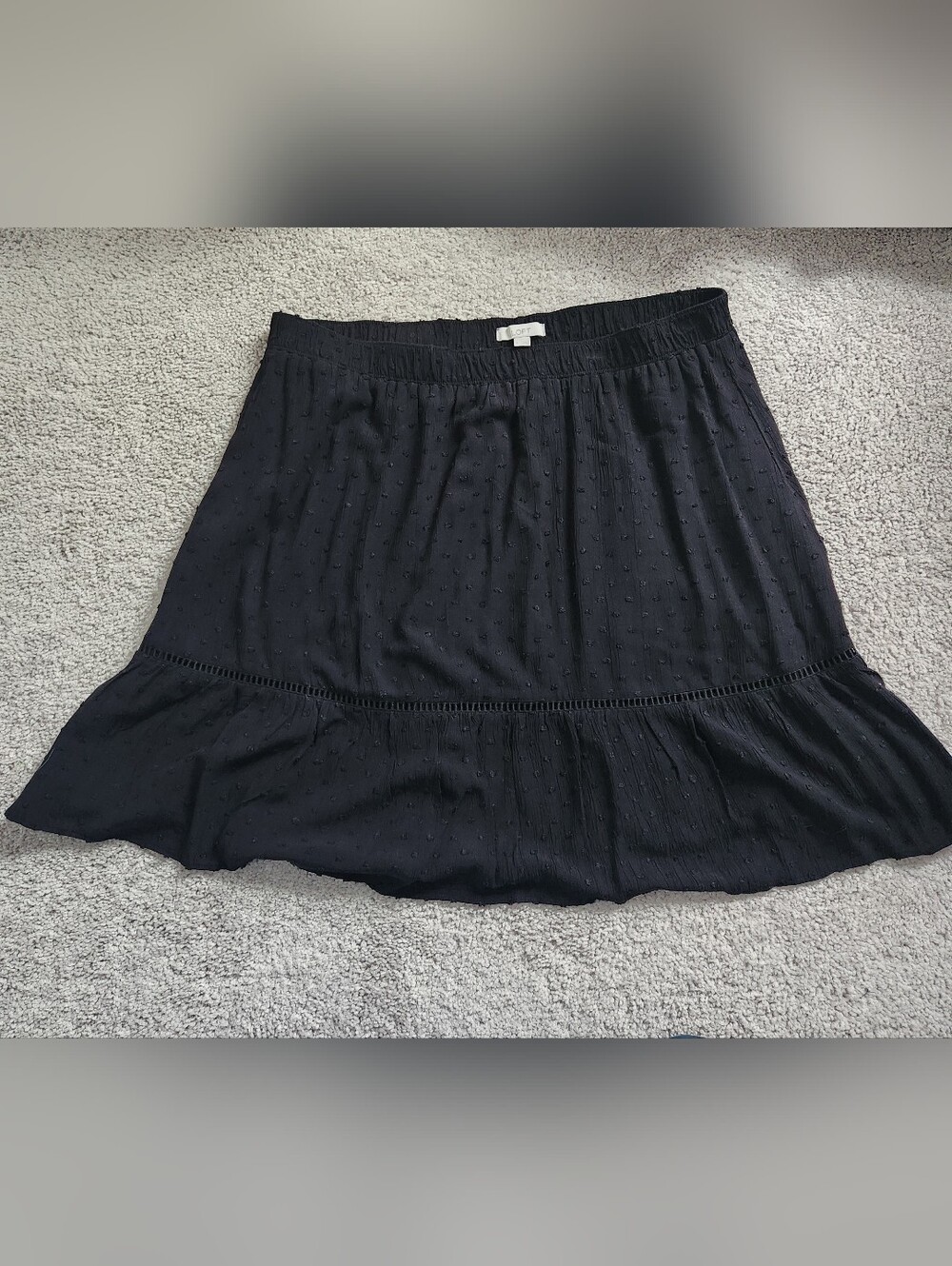 LOFT Black Mini Skirt with Ruffle Hem